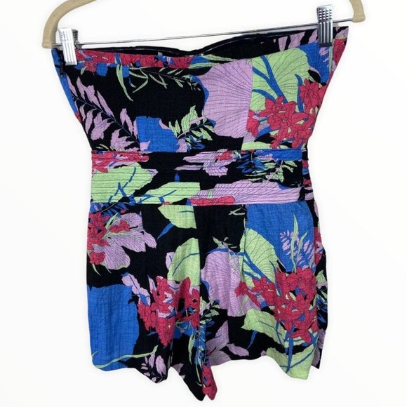 Urban Outfitters Kimchi Blue Field Day Strapless Floral Tropical Romper Boho 0 - Picture 4 of 9
